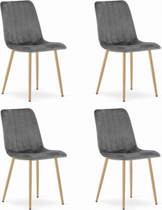 OEM Silla Lava - Terciopelo Gris Oscuro / Patas Color Madera X 4