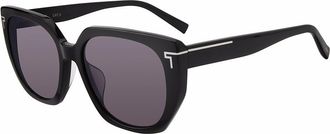 Tumi Grey Geometric Unisex Sunglasses STU515 0BLA 56