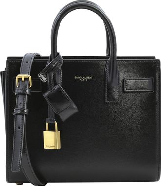 Saint Laurent Black Smooth Leather Sac De Jour Nano Tote Bag