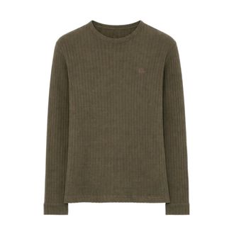 RANRA Round-neck Knitwear, male, Green, Size: XL Rift Rib Linen LS T-shirt