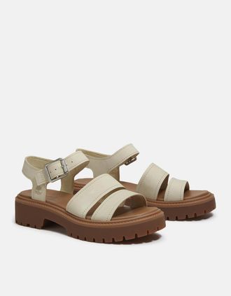 Timberland Womens Timberland Stone Street Backstrap Nubuck Womens Sandals - Light Beige - Cream - Size: E/7