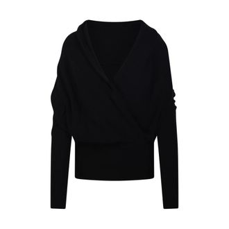 7 For All Mankind Wrap V-hals trui - Dames - Truien - Zwart - Maat: XS Wol