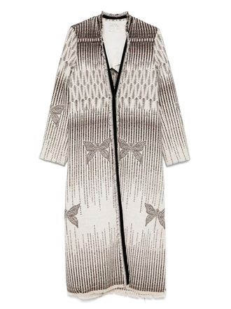 Forte_Forte V-neck coat - women - Polyester/Cotton/Viscose/Acrylic/Modal - III - Neutrals