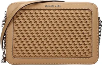 Michael Kors Tassen, Dames, Bruin, ONE Size, Leer, Leren Crossbody Tas met Verstelbare Band