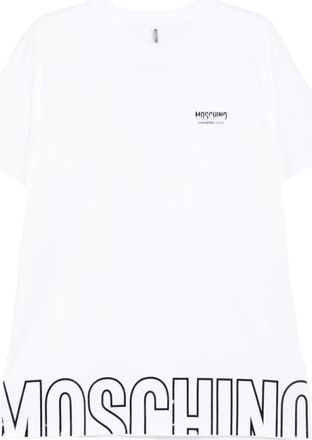 Moschino Wit Logo Print Crew Neck T-shirt - Heren - T-shirts - Wit - L - Katoen - Tops