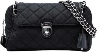 Prada Pre-owned Cross Body Bags, female, Black, Size: ONE SIZE Pre-owned Quilted Nylon Crossbody Bag