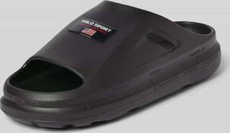 Ralph Lauren Slides aus Leder-Mix in Black, Größe 46