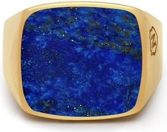 Nialaya Gold Signet Ring in Gold /Blue Lapis at Nordstrom, Size 12