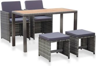 vidaXL Set Comedor Jard&iacute;n 5 Pzas Rat&aacute;n Sint&eacute;tico Y Madera Acacia Gris Vidaxl