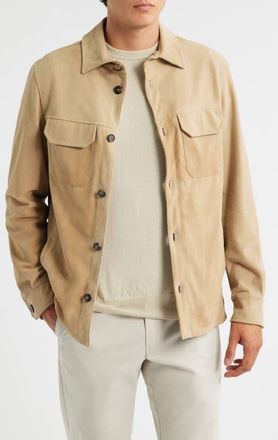 Aurélien Suede Overshirt in Light Beige at Nordstrom, Size Xx-Large