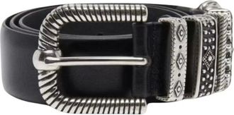 BA&SH Berkane Riem - Dames - Accessoires - Zwart - Maat: 75 CM Leer