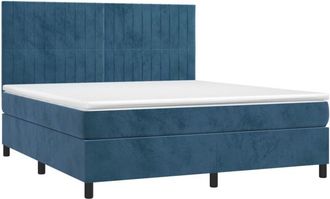 vidaXL Vidaxl - Cama Box Spring Colch&oacute;n Y Led Terciopelo Azul Oscuro 160x200 Cm