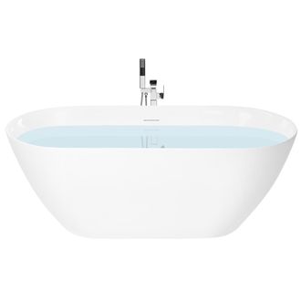 Beliani Ba&ntilde;era Independiente De Acr&iacute;lico Dise&ntilde;o Moderno 160 Cm Ba&ntilde;o Blanco Cedros