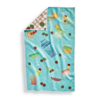 Tag Super Absorbent Kitchen Towel Cocktail Night Dishtowel Multi 80% Recycled Polyester 18x30 in in Blue at Nordstrom