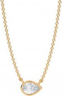 Allurez Pear Lab Diamond Solitaire Pendant Necklace 14K Yellow Gold (0.50ct)