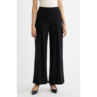 Anne Klein Pleated Wide Leg Pants in Anne Black at Nordstrom, Size Xx-Small