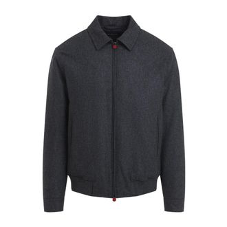 Kiton Bomberjack - Heren - Bomber jackets - Grijs - M - Wol - Jassen