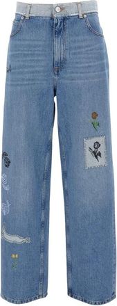 Marni Jeans, Dames, Blauw, XS, Denim, Geborduurde Denim Jeans