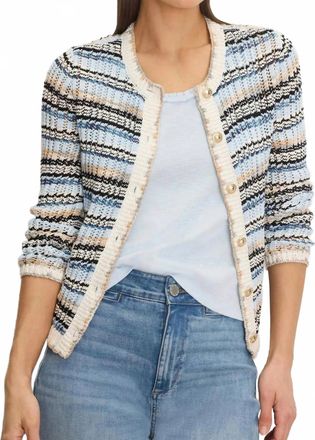 Nic+Zoe Coastlines Long Sleeve Cardigan In Blue Multi