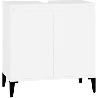 vidaXL Armario Para Lavabo Madera Contrachapada Blanco 58x33x60 Cm Vidaxl