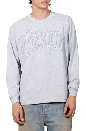 Pleasures Twitch Embroidered Long Sleeve T-Shirt in Heather Grey at Nordstrom, Size Xx-Large