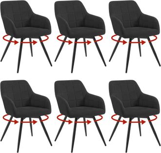 Woltu Woltu - Sill&oacute;n Giratorio Tapizado Moderno (6 Unidades), Color Negro