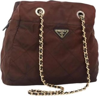 Prada Pre-owned Shoulder Bags, female, Brown, Size: ONE SIZE Pre-owned Vintage Nylon Shoulder Bag