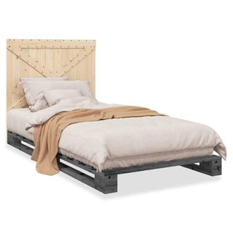 Berkfield Home Bed Frame without Mattress Grey 100x200 cm Solid Wood Pine