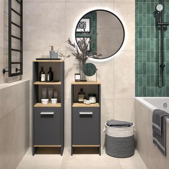 Vicco Conjunto De Muebles De Ba&ntilde;o Karli, Antracita/roble Dorado, 2 Partes, Vicco