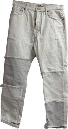 Acne Studios Patchwork Detailed Jeans in White Cotton