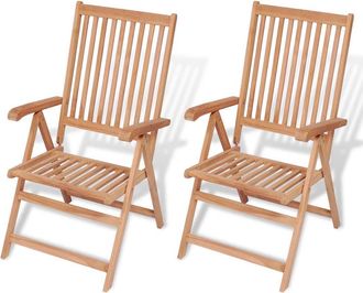 vidaXL Vidaxl - Sillas De Jard&iacute;n Reclinables 2 Unidades Madera Maciza De Teca
