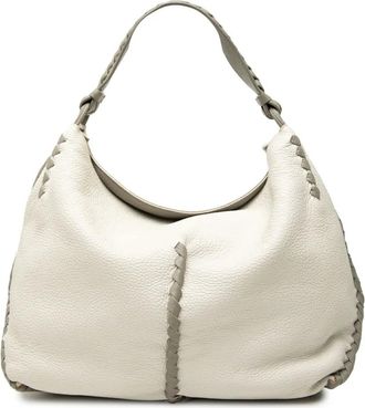 Bottega Veneta 2012-2025 Large Washed Cervo Deerskin hobo bag - White