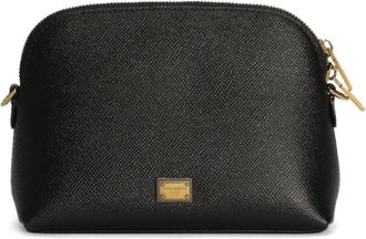 Dolce & Gabbana Zwarte Mini Tas met Kettingriem - Dames - Schoudertassen - Zwart - ONE Size - Katoen - Tassen