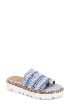 Gentle Souls Lavern Platform Slide Sandal in Blue Multi Fabric at Nordstrom, Size 7.5
