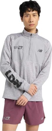New Balance Slanke sporttop met hoge kraag voor heren (Grijs/Zwart)