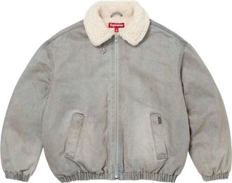 SUPREME FW26 Faux Shearling Lined Bomber Jacket Washed Grey FW25J42-GRY