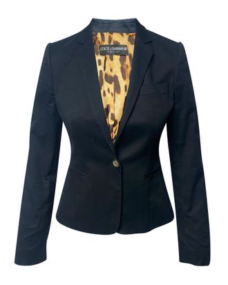 Dolce & Gabbana Dolce And Gabbana Leeuwenspots Lined Blazer in Marineblauw Katoen
