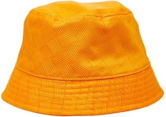 Bottega Veneta Pre-owned Accessories, male, Orange, Size: ONE SIZE Pre-owned Intrecciato Jacquard Nylon Polyester Bucket Hat