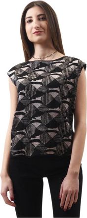 Alessia Santi Geometrische lurex blouse mouwloos boothals - Dames - Tops zonder mouwen - Veelkleurig - M - Tops