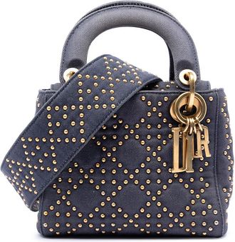 Dior Pre-owned Dior Mini Denim Cannage Studded Supple Lady Dior Ladies GR7XM4UNHQ2I3OAM