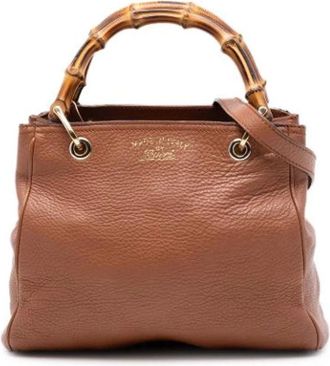 Gucci Pre-owned Handbags, female, Brown, Size: ONE SIZE Pre-owned Bamboo Shopper Satchel