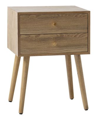 Nordlys Bedside Table 2 Drawers Natural Wood in Brown