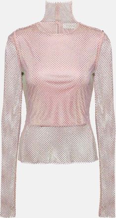 Sportmax Fishnet embellished turtleneck top