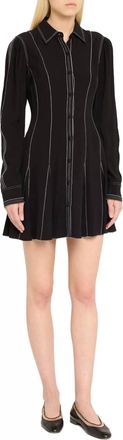 Ulla Johnson Roanne Topstitched Button Front Mini Dress In Noir