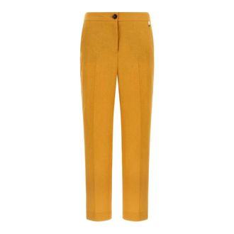 Herno Slim-fit Trousers, female, Yellow, Size: XS Trousers in Pure Linen