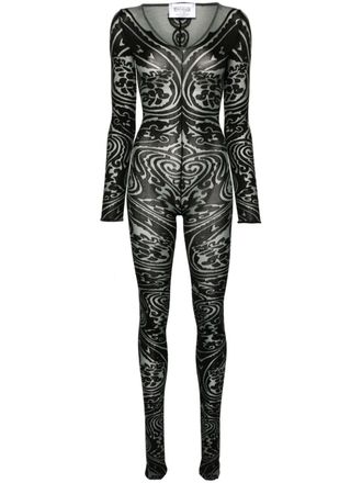 Wolford x ETRO Body Tattoo V-neck catsuit - Grey