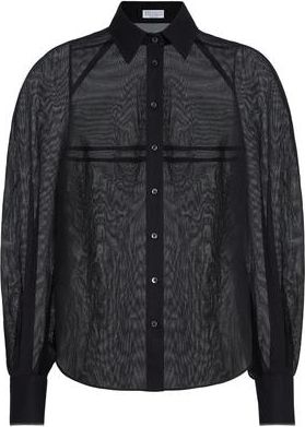 Brunello Cucinelli Striped organza shirt in Black at Nordstrom, Size Xx-Large Eu