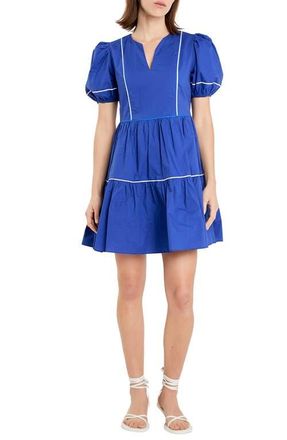 English Factory Tiered Cotton Dress in Navy Multi at Nordstrom, Size Medium