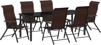 vidaXL vidaXL Garden Dining Set Height-Adjustable 7 pcs Brown Poly rattan