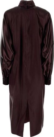 Ferragamo Womens Satin Shift Dress Burgundy Acetate Viscose